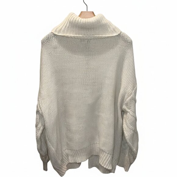 Favlux Oversized Cable Knit Light Cream Sweater - Picture 2 of 7